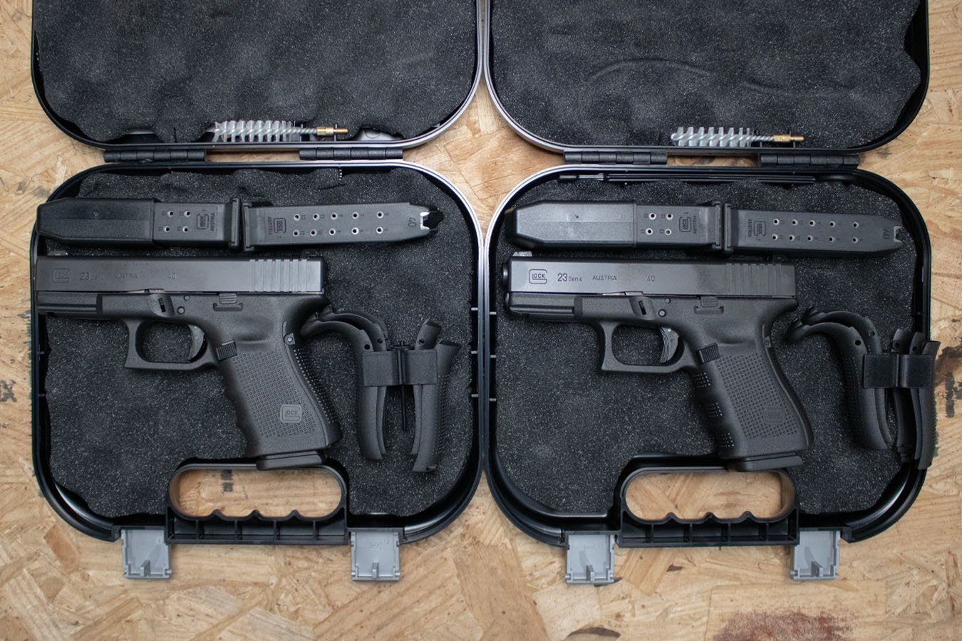 GLOCK 23 Gen4 40 S&W Police Trade-In Pistols with Night Sights, Mags and Case (New in Box)